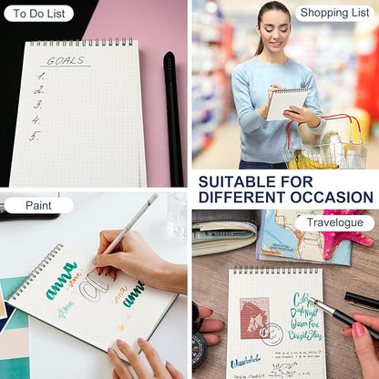 Graph Paper Spiral Notepad A5 Top Wirebound Notepad Grid Notebook Steno Pads Memo Notebook Grid Paper 140 Pages for Writing Sketching Drawing Office Supplies(Kraft,2 Pack)