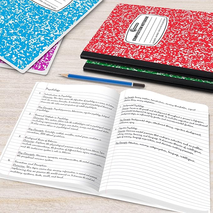 12 Pack Bulk Composition Notebooks College Ruled, 200 Pages (100 Sheets), 9-3/4 x 7-1/2, Hard Cover College Ruled Notebooks, Assorted Colors Composition Notebook For School, Colors May Repeat