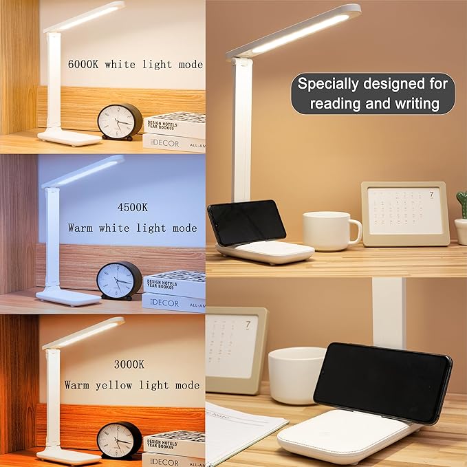 Led Desk Lamp Dimmable Desk Light Reading Lamp 3 Lighting Modes, Eye Protection Desk Lamp Desk Accessories, Study Desk Lamp Equipped USB Charger Suitable for Home Office is for Gift Giving