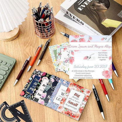 Yeaqee 72 Pcs Motivational Pens Notepads Gifts Set Inspirational Quote Ballpoint Pen Small Notebook Mini Journal Bulk Gifts for Teacher Coworker Gifts Women Office School(Inspiring)