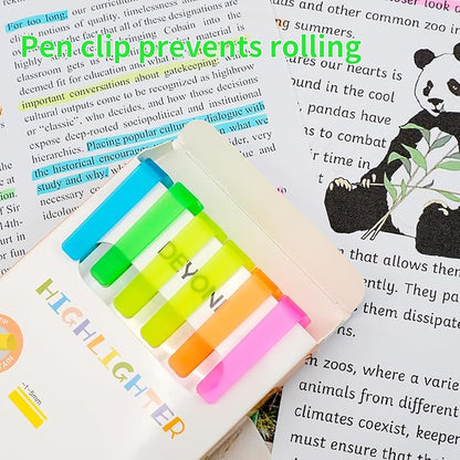 6 Pack Bright Cute Highlighters Set, 5 Fluorescent Colors,2pcs of yellow,Chisel Tip, No Bleed Bible, Quick Dry Ideal Highlighter Set great for Organizing And Coloring School Supplies