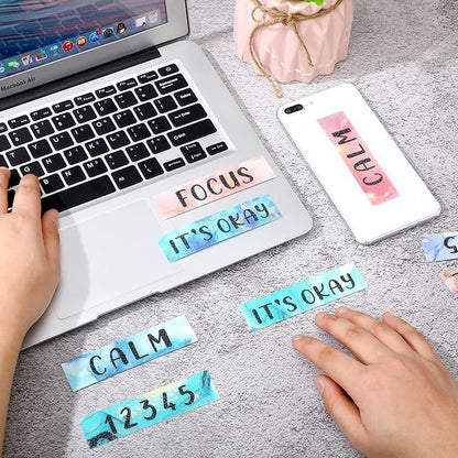 Laumoi 50 Pcs Anxiety Sensory Stickers Textured Calming Strips Tactile Rough Sensory Calm Stickers Adhesive Textured Tape Fidget Pack Anti Stress Strips for Adults(Marble Style)