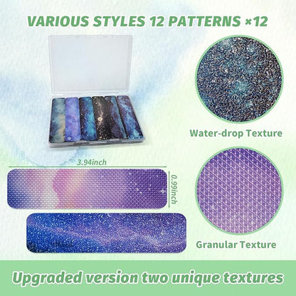 72 Pieces Anxiety Sensory Stickers with Storage Box - Calming Stickers 2 Textured Surface - Fidget Strips for Office & Classroom Desk Adult & Teen Stress (Galaxy)