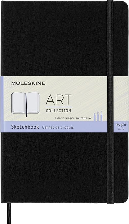 Moleskine Art Sketchbook, Hard Cover, Large (5" x 8.25") Plain/Blank, Black, 104 Pages