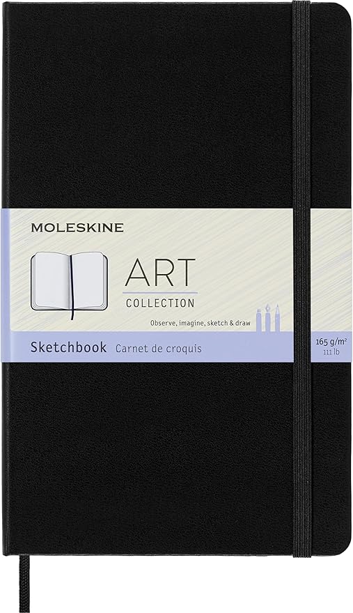 Moleskine Art Sketchbook, Hard Cover, Large (5" x 8.25") Plain/Blank, Black, 104 Pages