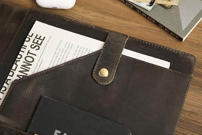 Personalized Leather Padfolio for Lefty, Business Portfolio Binder with Clipboard, Legal Pad Portfolio Folder for Men/Women - Grey