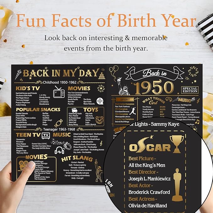 75th Birthday Card for Men Women, Funny 3D Pop Up 75th Birthday Gifts for Grandma Mom Dad, Back In 1950 Happy 75 Year Old Birthday Decorations Cards for Her Him