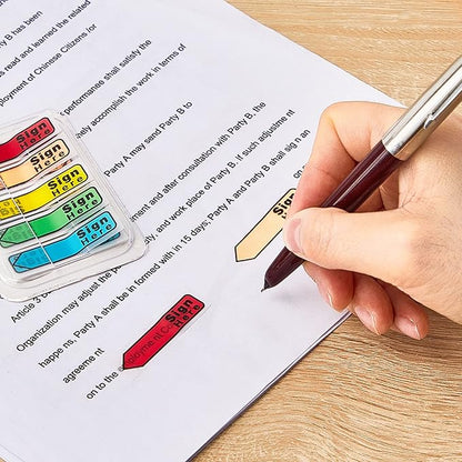 Teling 2000 Pcs/ 20 Packs Sign Here Sign Date Tabs Stickers Colored with Dispenser Arrow Flag Tabs with Dispenser Easy to Post for Notary Books Paper(Cute Style)