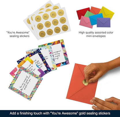 Dessie 60 Inspirational Cards With Envelopes 3.5x3.5. You Are Awesome Seals for Appreciation, Encouragement,Gratitude, Positive Affirmations, Thoughtful Gifts. Post-it Note Size.