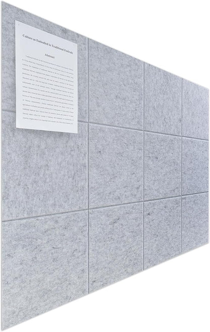 Large Felt Bulletin Board(48" x 36"),Cork Board Alternative,12 Pack Felt Wall Tiles with Safe Removable Adhesive Tabs,Notice Pin Board/Message Board/Vision Board for Office, School & Home