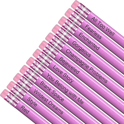 GIFTSFARM Taylor 12 Iconic Hits Pencil Set, Pink Gift Merch for Music Lovers, Gifts for Birthday Girls, Pink Pencils