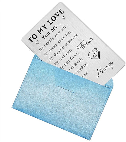 TANWIH To My Love Wallet Card Gifts, 10 Reasons Why I Love You, Romantic Anniversary Cards Gift for Her Him, Wedding Christmas Presents