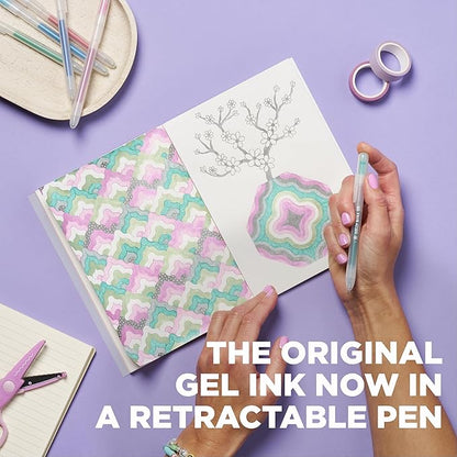 SAKURA Gelly Roll Retractable Gel Pens Colored - Stardust Glitter Gel Pens - 08 Medium Point Ink Pen for Journaling, Art, or Drawing - Assorted Colored Ink - 10 Pens