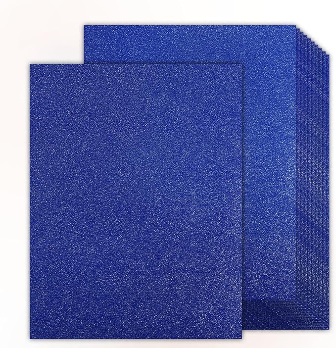 Double-sided Blue Glitter Cardstock 8.5x11- Goefun Metallic Paper, 24 Sheets 280 GSM/100LB Blue Cardstock for Card Making, Cricut, Graduation Cap Decorations
