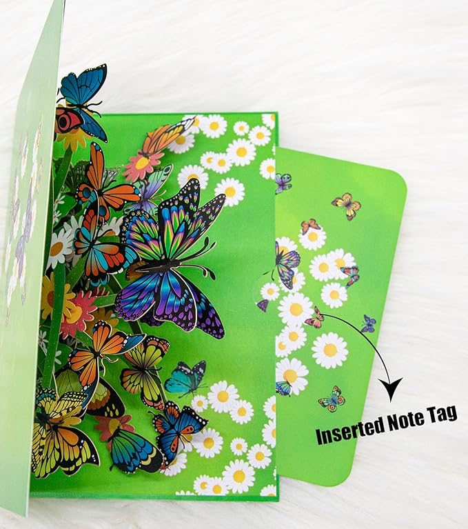 Flying Butterflies Pop Up Card, 3D Flower Butterfly Birthday Card, Butterfly Fly Out Cards for Valentines Day, Graduation, Anniversary, Thinking of You, All Occasions