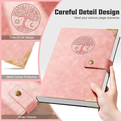 Ovesmusl Lined Journal for Women Journals for Writing 260 Pages A5 Notebooks for Work Tree of Life Hardcover Leather Diary Journals, 5.7”x8.3”, Pink