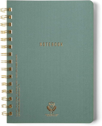 DesignWorks Ink 6" x 8.25" Juniper Green Textured Paper Twin Wire Spiral Notebook Journal with 160 Lined Pages for Work, Writing, Journaling