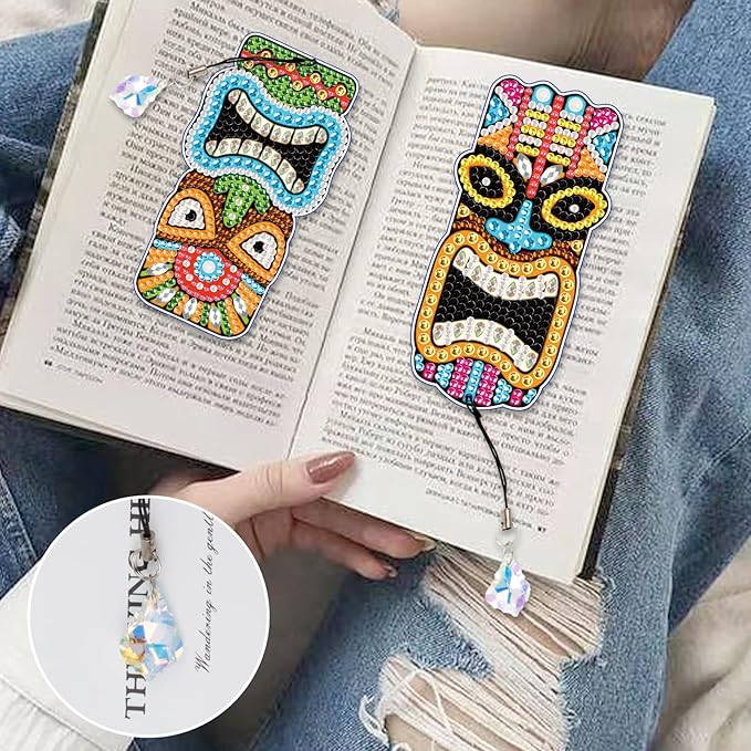 pigpigboss Diamond Painting Bookmark 6 PCS PVC Cute Animal Face Bookmark Diamond Painting Dots Art Owl Diamond Painting Bookmark for Adult Kids Book Decor Gift