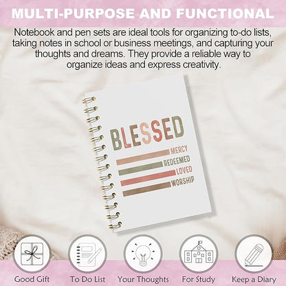 Christian Notebook, Blessed Gifts - Daily Prayer Journal, Prayer Notebook, Spiral Bible Notebook, Christian Gifts Journal, Christian Journal, Christian Notebook for Women, 5.5x8.3 Inches