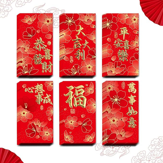 Chinese New Year Red Envelopes, Lunar New Year Envelopes, 36 Pcs Year of the Dragon Red Envelopes 2025, Lucky Money Envelopes, Red Pocket, 红包, Chinese Money Envelopes for Cash Wedding Birthday Gift