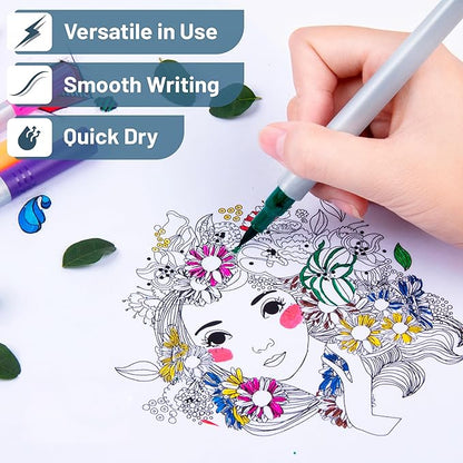 Mr. Pen- Dual Tip Brush Pens, 12 Colors, Art Markers for Kids Adults Coloring