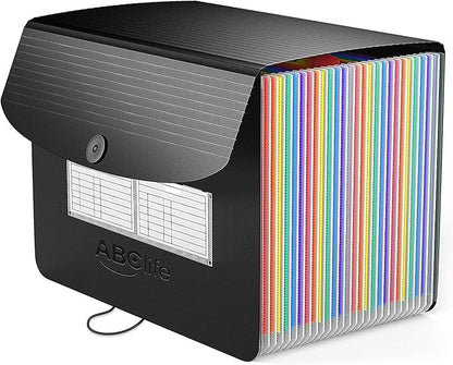 ABC life 26 Pockets Accordian File Organizer Keeper/Expanding Filling Box Letter A4 Size/Expandable File Folder/Plastic Accordion Document Paper Bill Receipt Organizer with A-Z Alphabetical Tabs