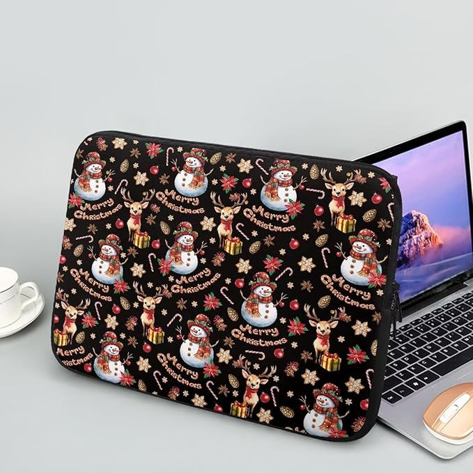 Christmas Snowman Laptop Sleeve for Women 17 inch Laptop Protector with Multiple Uses Computer Carrying Case Portable Tablet Bag Lap Top Case Men Laptop Protector