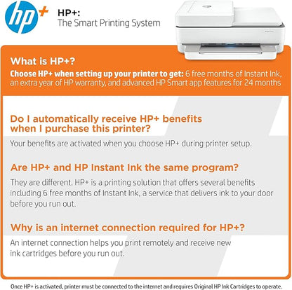 HP ENVY 6455e Two Sided Inkjet Printer All in One Wireless Printer Copy Scanners 10ppm Black 7ppm Color Smartphone Tablet Compatible Computer Wireless Printers for Home Use Office 223R1A (Renewed)