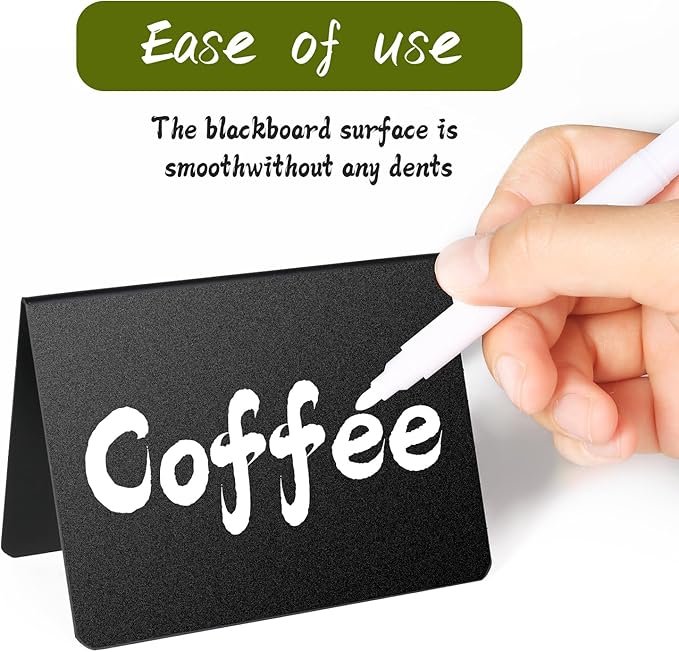 16 Pcs Mini Chalkboard Signs, Food Labels for Party Buffet, Premium Small Chalkboard Sign, Reusable and Easily Cleanable Small Chalkboard Signs with Stand, Food Signs for Buffet, Catering Supplies