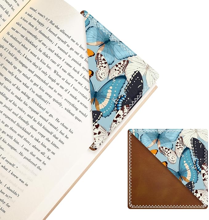 Personalized Leather Bookmarks, Fun & Cute Book Accessories for Reading Lovers, Unbreakable Page Markers for Women Men Girls Boys Student Teacher Kids Retirement Birthday Gifts (Butterfly)