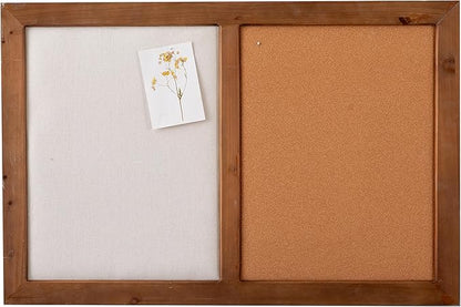 SOFE Large Cork Board Linen Pin Board Combo, Wood Framed Bulletin Board 36" X 24" Picture Board, Photo Wall Display, Vision Board Rustic Memo Board for Home Kitchen Office School