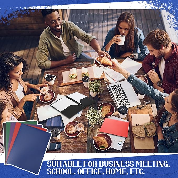 Patelai 50 Pack Pocket Folders Bulk 2 Pocket Heavy Duty Plastic Folders with Pockets Letter Size Folders Business Card Holder for School Office File (Multi Colors)