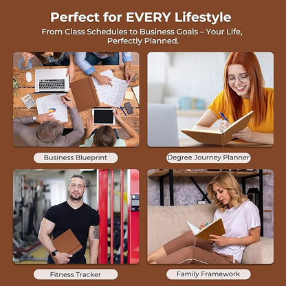 Weekly Monthly 2026 Planner (Jan.26-Dec.26),11.5"x8.5",12 Months Agenda Plan with Month Tabs & Pocket,Expenses/Note Pages, Appointment Book Calendar with Hardcover Vegan Leather Cover,Brown