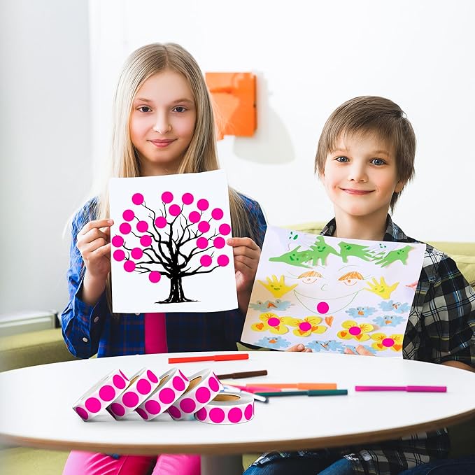 PARLAIM 0.75 inch Diameter Colored Dot Stickers 4 Rolls Pack 4000pcs Fluorescent Pink Round Label Color Coding Marking Stickers Permanent Adhesive for Garage Sale