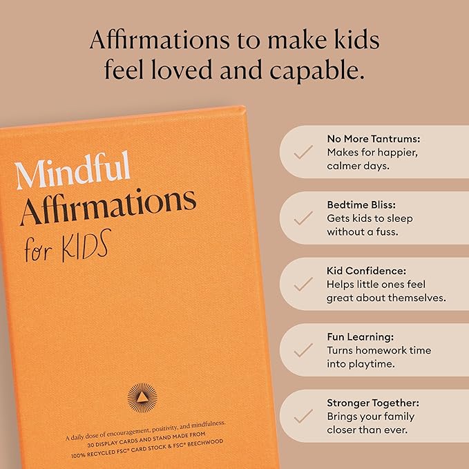 Intelligent Change 30 Positive Mindful Affirmation Cards for Kids with Display Stand - Perfect Gifts for Children & Teachers - Daily Inspiration for Self-Esteem & Positivity