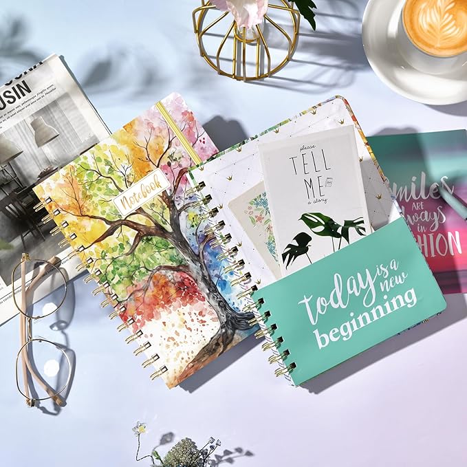 Frasukis Ruled Notebook/Journal - Lined Journal, 8.5" X 6.4", Ruled Spiral Notebook/Journal, Banded with Waterproof Hardcover, Exquisite Inner Pocket for School, Office & Home