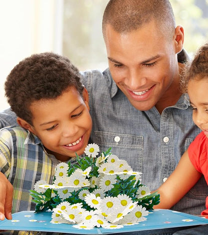 Daisy Flowers Pop Up Card, 3D Floral Greeting Card, Daisy Bouquet Thank You Cards for Mother’s Day, Thanksgiving Day, Birthday, Anniversary, Thinking Of You, Get Well Soon, All Occasions