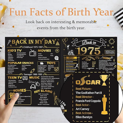 50th Birthday Card for Men Women, 3D Pop Up 50th Birthday Gifts Cards for Him Her, Back In 1975 Funny 50 Year Old Birthday Decorations