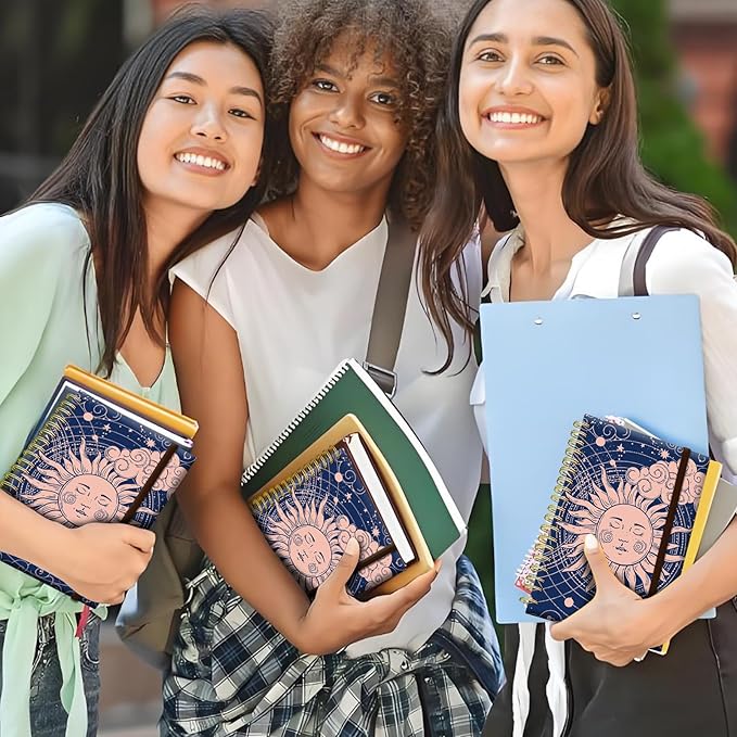 Spiral Journal Notebook, A5 Cute Notebooks for Women Men, College Ruled Hardcover Notebook for Work & Note Taking, 60 Pages Double-Wire Journals for Writing Cute Cloud Sun