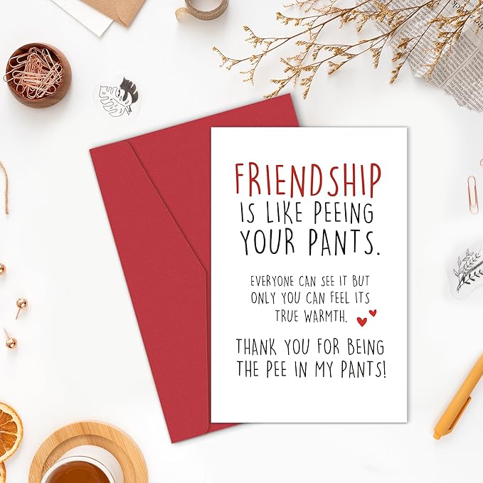 Funny Birthday Card for Best Friend, Bestie Birthday Card, Friendship Thank You Card, Hilarious Friendship Card for Her Him, Friendship is Like Peeing Your Pants