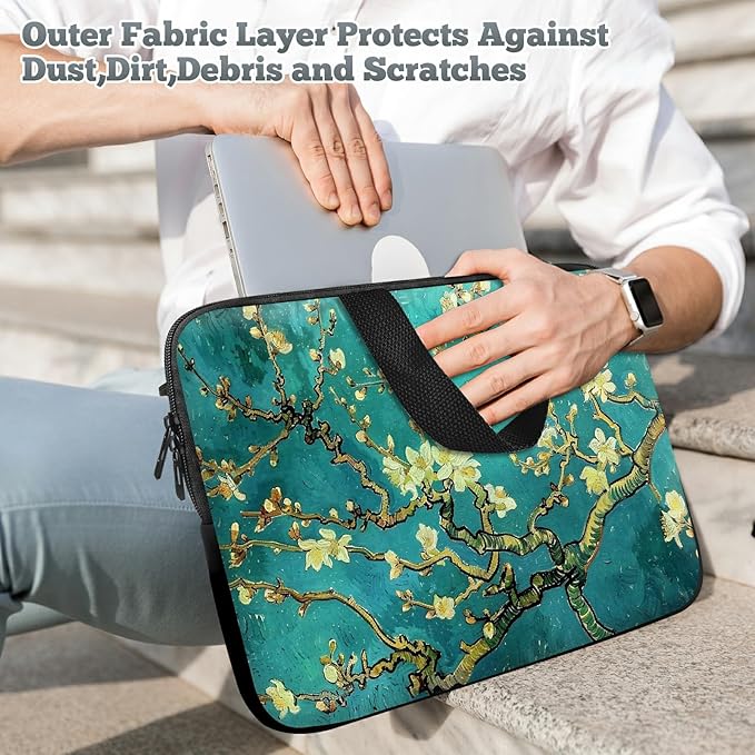 Universal Tablet Laptop Sleeve Case 10 inch, Art Plum Blossom Slim Carrying Case Durable Handbag Travel Laptop Bag for 7 to 10-inch Laptops/Notebook/Kids Tablet/ipad/eBook Readers