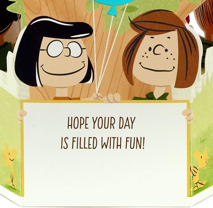 Hallmark Paper Wonder Peanuts Pop Up Birthday Card (Snoopy, Charlie Brown, Day Filled with Fun)