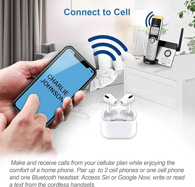 VTECH IS8121 Super Long Range up to 2300 Feet DECT 6.0 Bluetooth Expandable Cordless Phone for Home with Answering Machine, Call Blocking, Connect to Cell, Intercom and Expandable to 5 Handsets