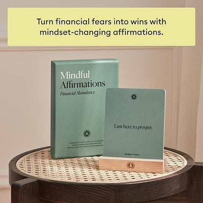 Intelligent Change Mindful Affirmation Cards for Financial Abundance, Daily Words of Inspiration, Self Affirmation Inspirational Gifts, Positive Affirmations with Display Stand, Deck of 52