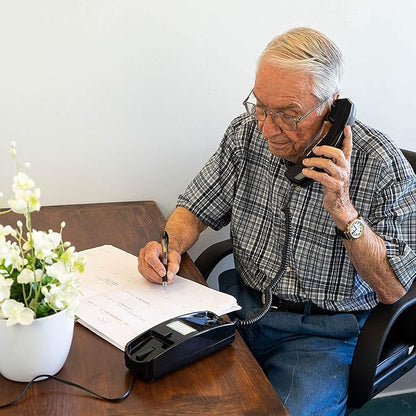 iSoHo Big Button Corded Phone for Seniors – Easy-to-Use Landline with Lighted Keypad, Ergonomic Handset & No Power Needed – Retro Home Phone for Elderly, Visually Impaired & Hard of Hearing, Black