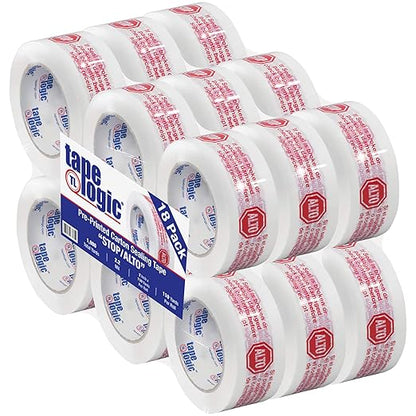 Aviditi Tape Logic 2 Inch x 110 Yard 2.2 Mil Red/White, Heavy Duty Packing Tape, "Stop/Alto" 18 Pack, Perfect for Packing, Shipping, Moving, Home and Office