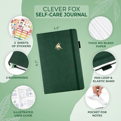 Clever Fox Self-Care Journal – Wellness & Daily Reflection Notebook – Mental Health & Personal Development Journal – Self-Care, Meditation & Mood Journal for Women & Men – A5 Size (Forest Green)