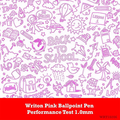 Writon Retractable Ballpoint Pens, Triangle Grip and Barrel, 1.0mm Medium Point, Pink Ink, 12 Pack