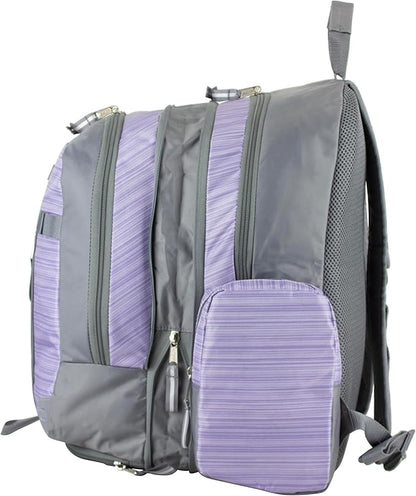 Eastsport Extra Large Backpack Expandable Oversized For Travel Hiking Work Camping Sports Outdoors With Drawstring Bag 18x13.5x9.5 Mochila De Viaje Lilac Stripes