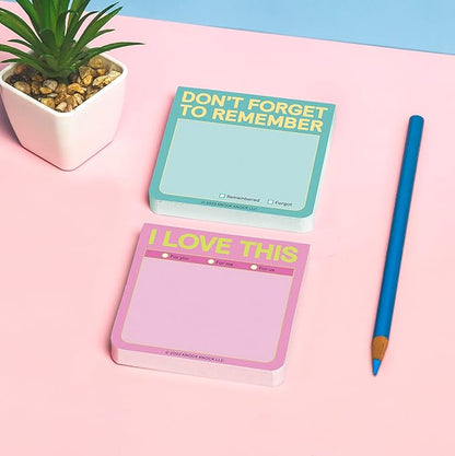 1-Count Knock Knock Don't Forget to Remember Sticky Note Pad, to Do List Notes, 3 x 3-Inches, 100 Sheets Each (Pack of 2)